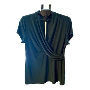 DKNY Dark Green Draped Blouse
